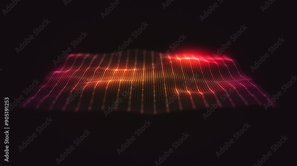Aufkleber abstract colorful mesh grid background/ animation of an abstract glowing mesh surface waving with de