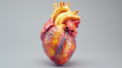 Highly detailed and anatomically accurate illustration of a human heart with a soft matte finish.