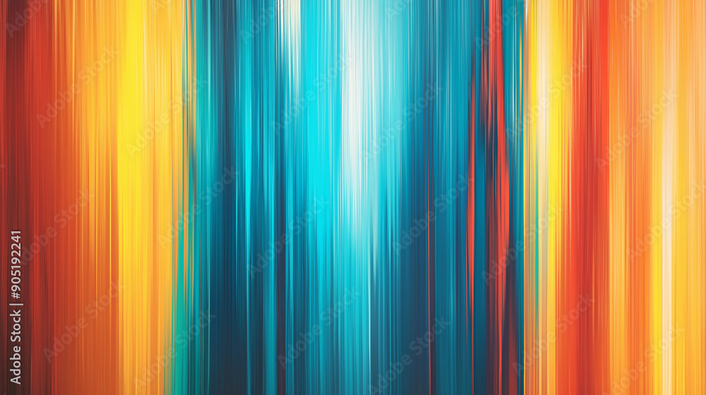 Poster a vibrant and colorful abstract pattern. it features vertical streaks of varying widths and hues, ra