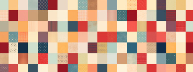 Fototapeta premium Diverse and Colorful Patchwork Pattern With Various Textures and Designs