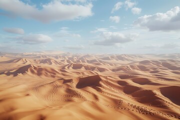 Naklejka premium A Desert Landscape with Sand Dunes and Footprints