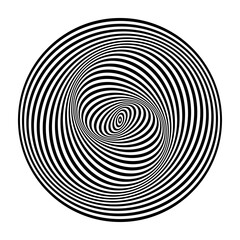 Abstract Op Art Circular Design with Whirl Movement and 3D Illusion Effect.