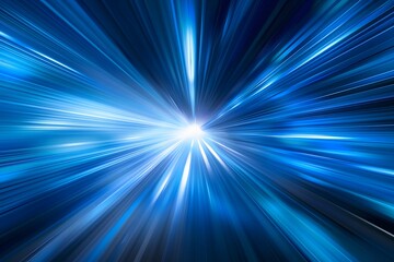 Abstract blue light speed background with motion blur and glowing lines, futuristic technology concept