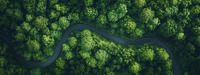 Fototapeta premium Intersecting Roads and Lush Forest