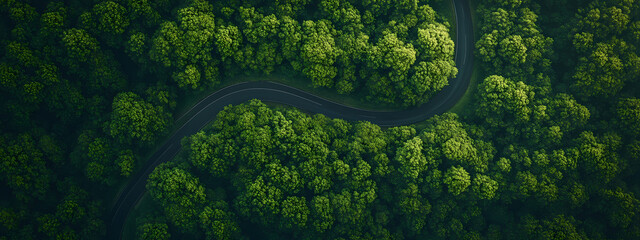 Obraz premium Intersecting Roads and Lush Forest