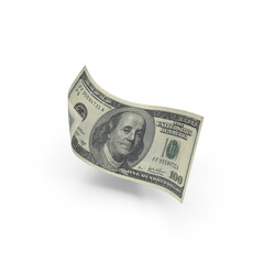 Dollar banknotes flying on white background, collage