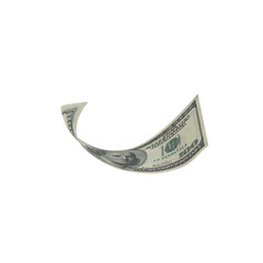 Dollar banknotes flying on white background, collage