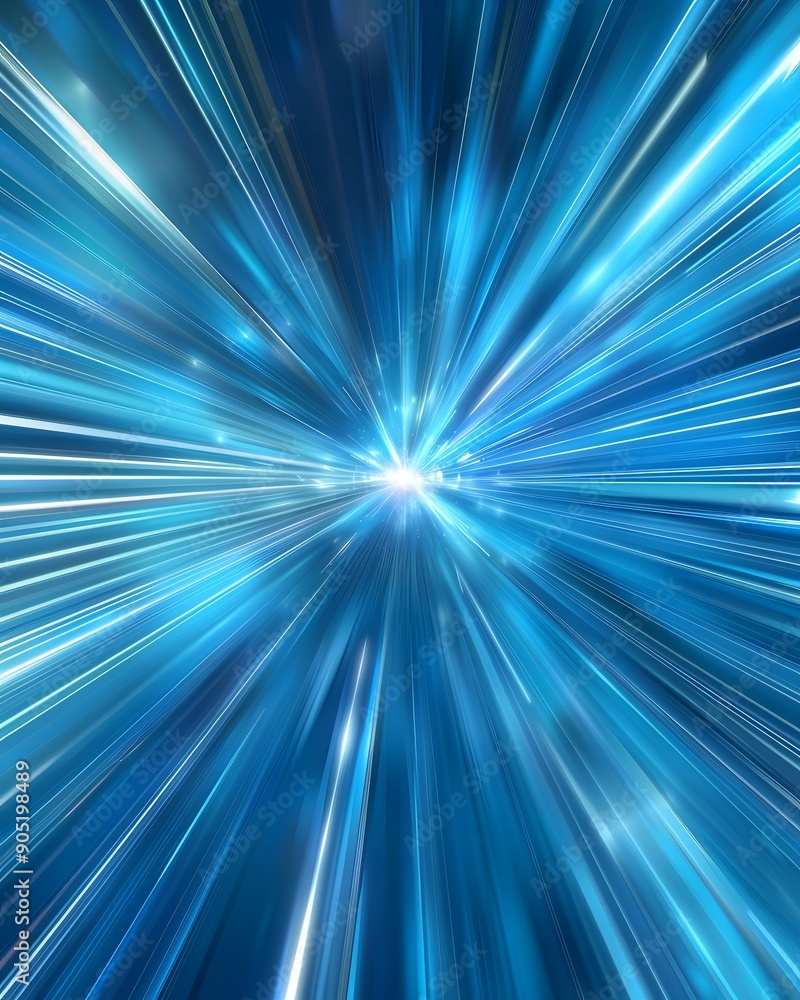 Poster abstract blue light speed background with motion blur and glowing lines, futuristic technology conce