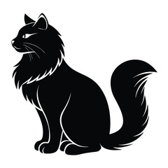logo of persiana cat face, side view, silhouette, black and white, white background