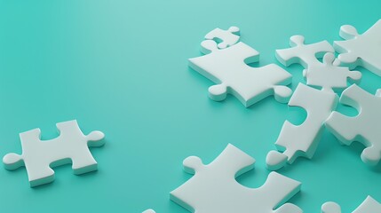 Obraz premium White puzzle pieces on a blue background.