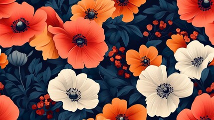 Floral seamless pattern featuring vibrant and immersive plant elements