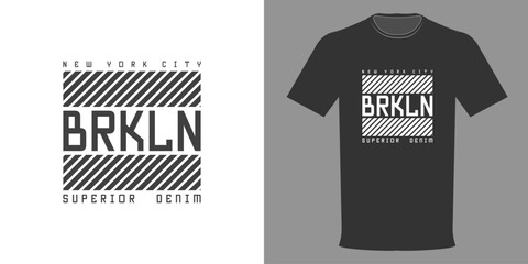 Vector illustration. BROOKLYN NEW YORK SUPERIOR logo t-shirt. Retro minimalist fashion t-shirt design
