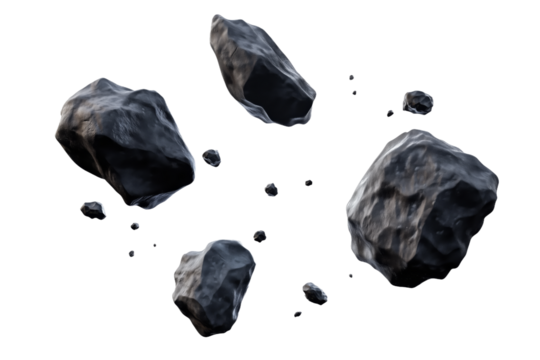 A collection of asteroids floating in space