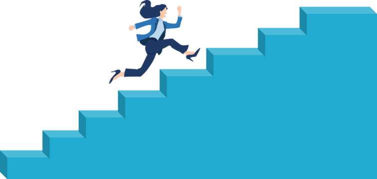 階段をのぼるビジネスウーマンのイラスト