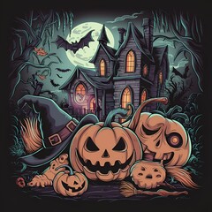 halloween background with pumpkins
