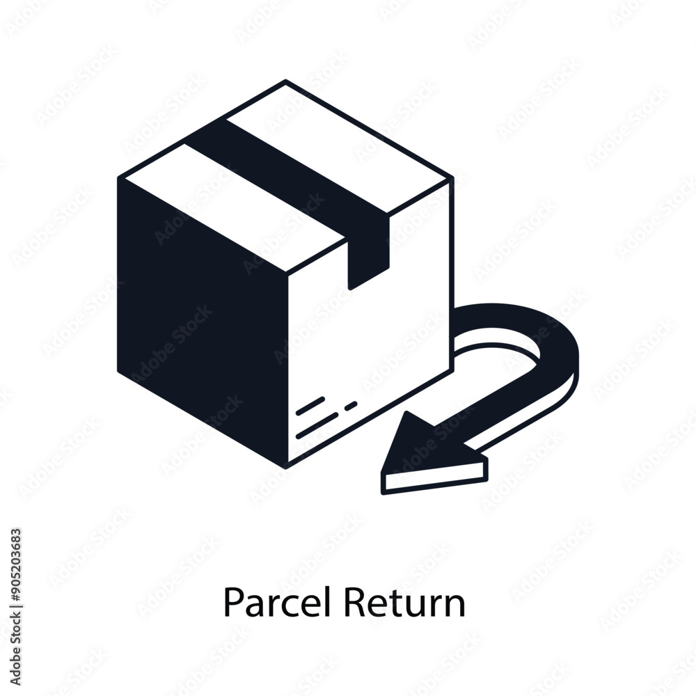 Poster parcel return isometric outline style icon. symbol on white background eps 10 file
