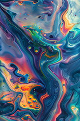 Obraz premium Iridescent Abstract Oil Slick Design Featuring Swirling Gradients of Vibrant Hues and Glossy Highlights