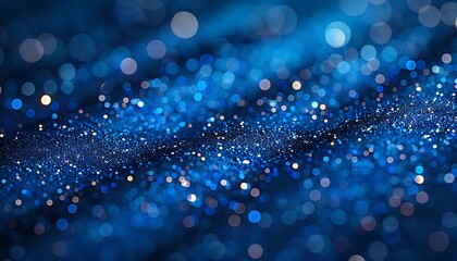 Fototapeta premium 3d Sapphire glitter bokeh background. Unfocused shimmer royal blue sparkle. Crystal droplets wallpaper