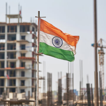 Indian national tricolor flag waving