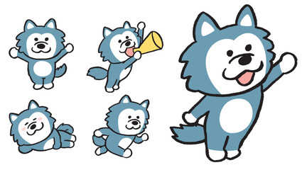 二頭身でかわいい狼のキャラ素材