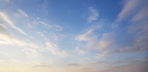 Blue heaven horizon skyline weather background. Blue sky with white clouds