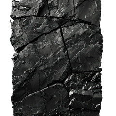Black coal piece showing rough texture isolated on white background