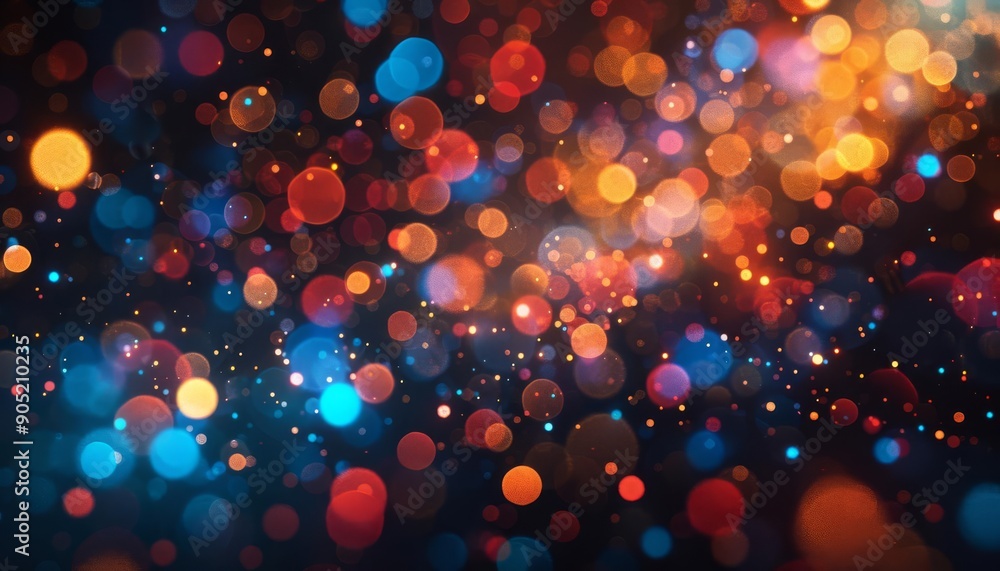 Poster vibrant bokeh light abstract background with colorful defocused circles creating a festive and celeb