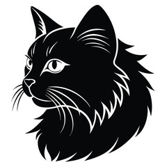logo of persiana cat face, side view, silhouette, black and white, white background