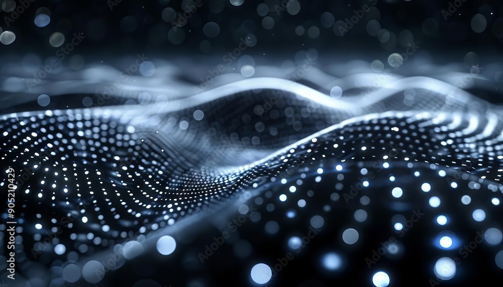 Poster abstract digital wave of glowing particles. futuristic technology or science background illustration