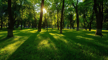 Obraz premium Green City Park in Bright Light