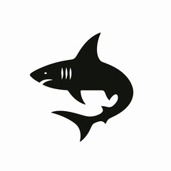 Fototapeta premium silhouette of a shark vector very simple and single shark silhouette white background