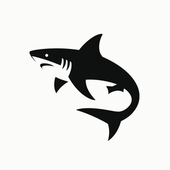 Naklejka premium silhouette of a shark vector very simple and single shark silhouette white background