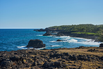 Coastline rock formations on the south part of Mauritius island, Le Souffleur, Pont Naturel, Africa