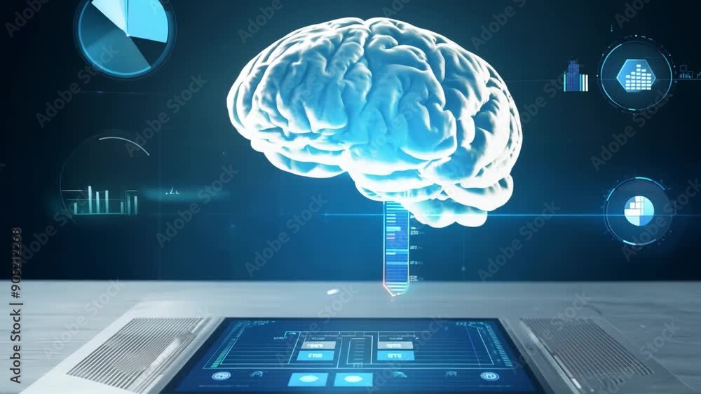 Aufkleber a hologram of a human brain is showcased in a modern laboratory equipped with advanced technology an