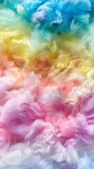 Fototapeta premium Full-surface texture of colorful rainbow-colored cotton candy resembling clouds