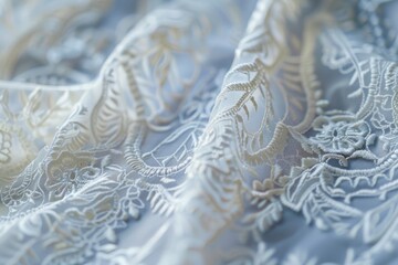 A close-up shot of intricate lace patterns, showcasing the fine details and textures of the fabric....