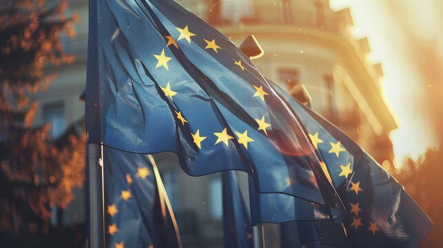 Impact of EU policies on member states with European Union flags -