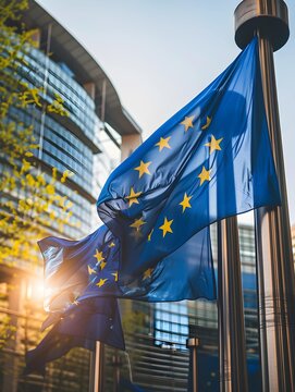 Impact of EU policies on member states with European Union flags -