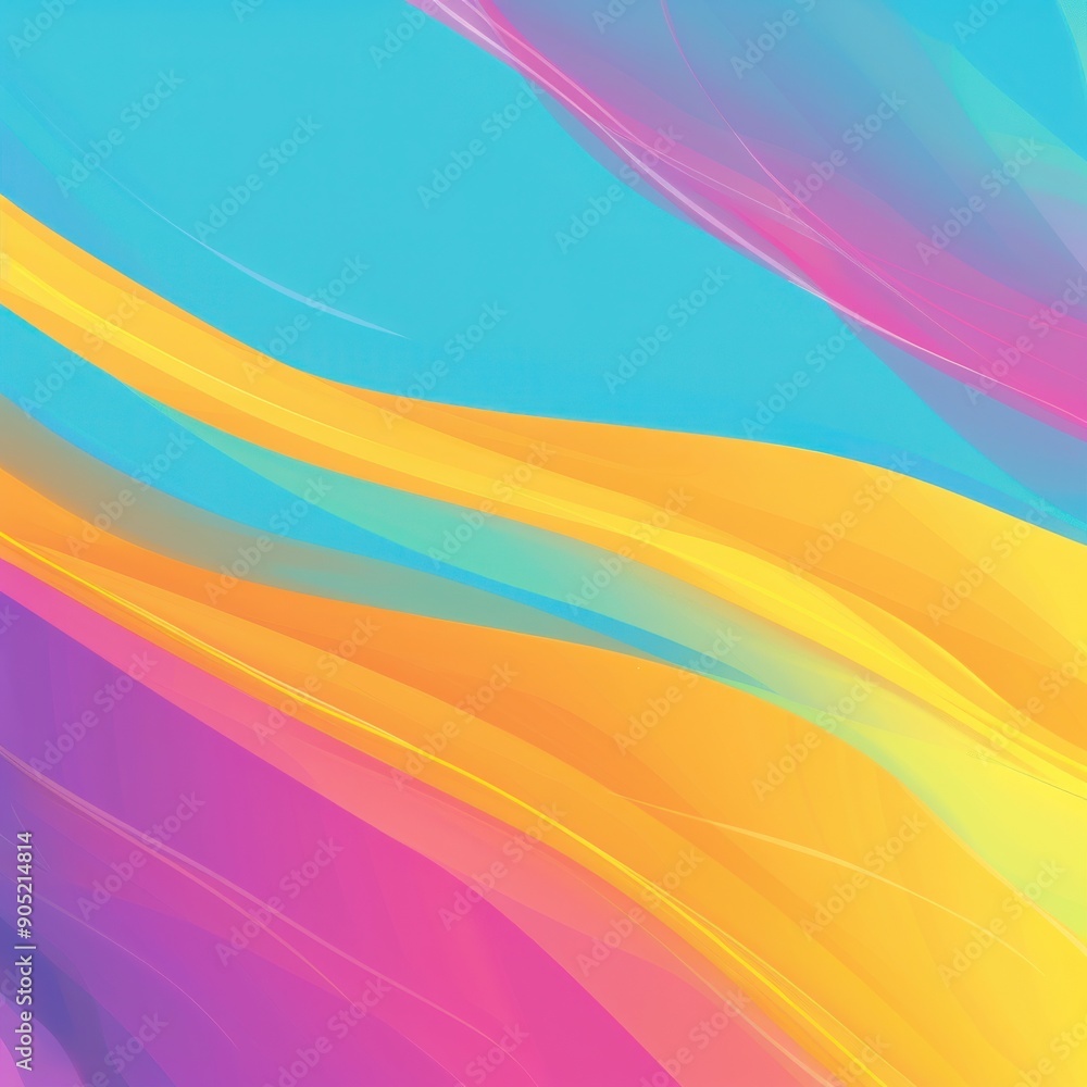 Poster A vibrant abstract background with flowing waves of color that blend seamlessly, creating a cheerful and dynamic visual effect.