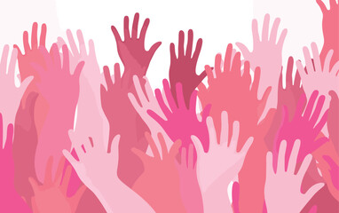 Fototapeta premium Raised hands youth day girl day hands up background