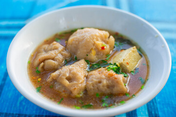 tofu meatballs, traditional food with warm sauce