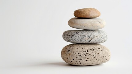 Balanced Stack of Smooth Stones on White Surface