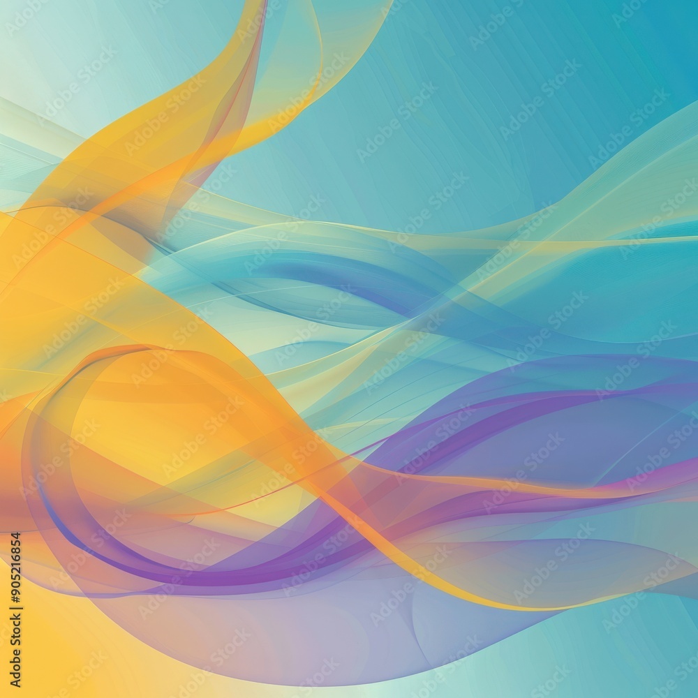 Poster a vibrant abstract design featuring smooth waves of color, blending warm and cool tones for a dynami