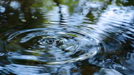 Rippling water surface with reflections, highlighting the patterns and tranquility of flowing water