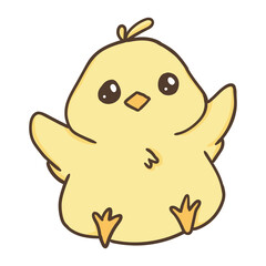 Cute kawaii chicken happy chibi illustration