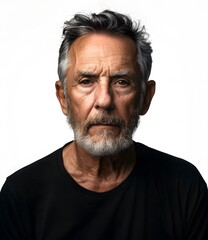 Portrait of a Caucasian Senior Man with Gray Hair and Beard