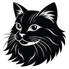 logo of persiana cat face, side view, silhouette, black and white, white background