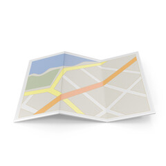 High Angle View Of Navigation Map With Red Pin Pointer