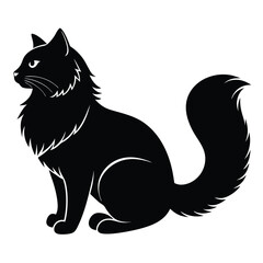 logo of persiana cat face, side view, silhouette, black and white, white background
