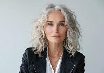 portrait of a beautiful woman with gray hair